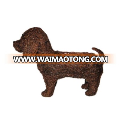 home and garden adorable Rattan Twig Sitting Dog Topiary Planter