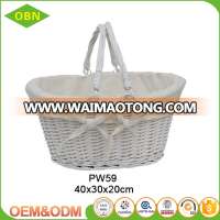 Wholesale price white baby hanging wicker basket for gift