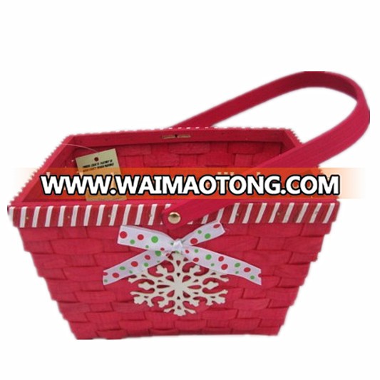 Christmas gift hamper red wooden basket with handle